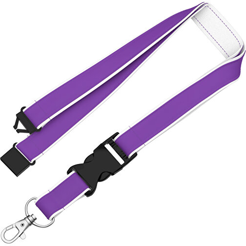 Lanyard Classic Neo , Promo Effects, lavendellila / weiß, Polyester / Satin, 92,00cm x 2,00cm (Länge x Breite), Bild 1