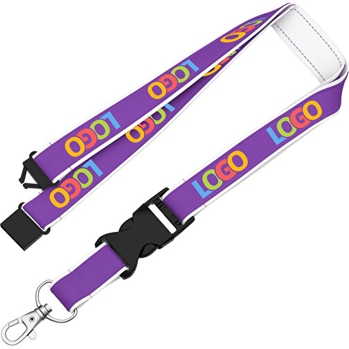 Lanyard Classic Neo , Promo Effects, lavendellila / weiß, Polyester / Satin, 92,00cm x 2,00cm (Länge x Breite), Bild 2