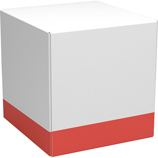 Taschentücher-Box 'Real Cube 100' , weiß / rot, Karton Simcote, GC2 300g/m2 0,55 micron, 11,50cm x 11,50cm x 11,50cm (Länge x Höhe x Breite), Bild 1