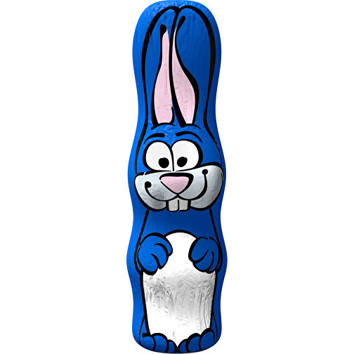 MAXI-Schoko-Osterhase , weiss / kobaltblau, 4,50cm x 15,00cm (Länge x Breite), Bild 1