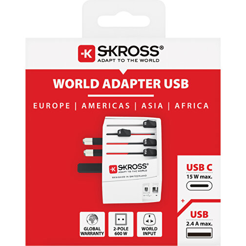 SKROSS MUV USB ( 1 USB-C 1 USB-A), Weiß , weiß, PC, 6,30cm x 5,40cm x 7,50cm (Länge x Höhe x Breite), Bild 9