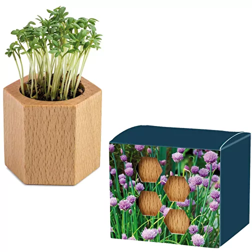 Plantoir hexagonal avec graines - Ciboulette, 1 face gravée au laser, Image 1