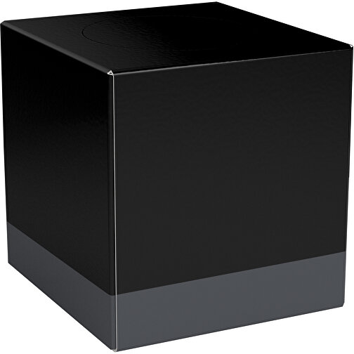 Taschentücher-Box 'Real Cube 100' , schwarz / dunkelgrau, Karton Simcote, GC2 300g/m2 0,55 micron, 11,50cm x 11,50cm x 11,50cm (Länge x Höhe x Breite), Bild 1