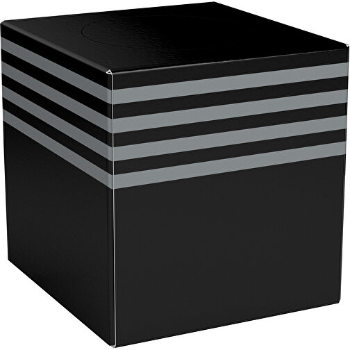 Taschentücher-Box 'Real Cube 100' , schwarz / silber, Karton Simcote, GC2 300g/m2 0,55 micron, 11,50cm x 11,50cm x 11,50cm (Länge x Höhe x Breite), Bild 1