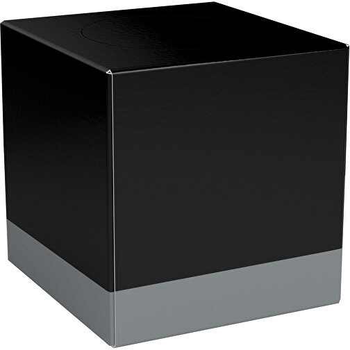 Taschentücher-Box 'Real Cube 100' , schwarz / silber, Karton Simcote, GC2 300g/m2 0,55 micron, 11,50cm x 11,50cm x 11,50cm (Länge x Höhe x Breite), Bild 1