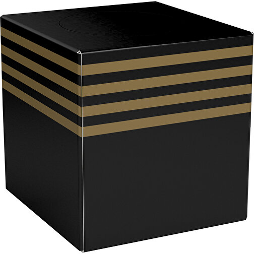 Taschentücher-Box 'Real Cube 100' , schwarz / gold, Karton Simcote, GC2 300g/m2 0,55 micron, 11,50cm x 11,50cm x 11,50cm (Länge x Höhe x Breite), Bild 1