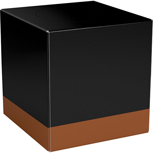 Taschentücher-Box 'Real Cube 100' , schwarz / braun, Karton Simcote, GC2 300g/m2 0,55 micron, 11,50cm x 11,50cm x 11,50cm (Länge x Höhe x Breite), Bild 1