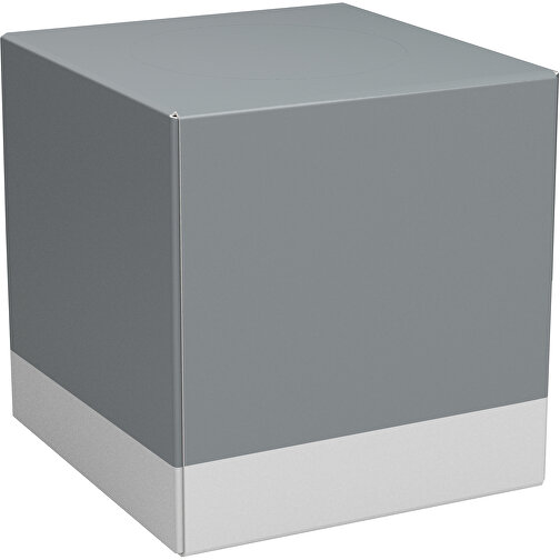 Taschentücher-Box 'Real Cube 100' , silber / weiß, Karton Simcote, GC2 300g/m2 0,55 micron, 11,50cm x 11,50cm x 11,50cm (Länge x Höhe x Breite), Bild 1