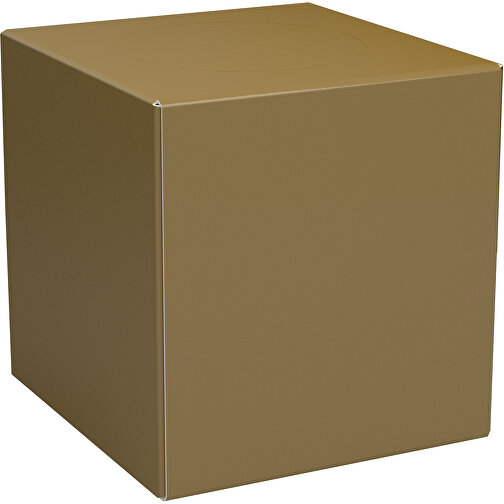 Taschentücher-Box 'Real Cube 100' , gold, Karton Simcote, GC2 300g/m2 0,55 micron, 11,50cm x 11,50cm x 11,50cm (Länge x Höhe x Breite), Bild 1