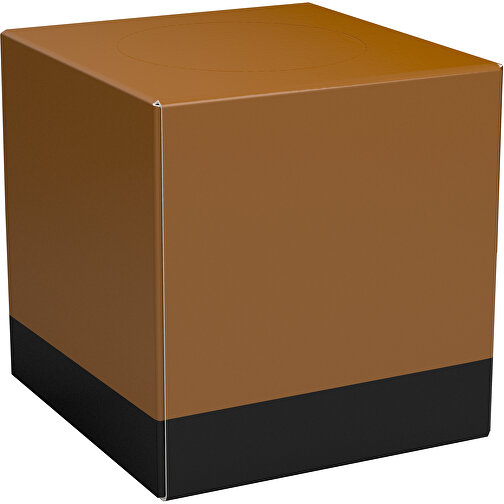 Taschentücher-Box 'Real Cube 100' , erdbraun / schwarz, Karton Simcote, GC2 300g/m2 0,55 micron, 11,50cm x 11,50cm x 11,50cm (Länge x Höhe x Breite), Bild 1