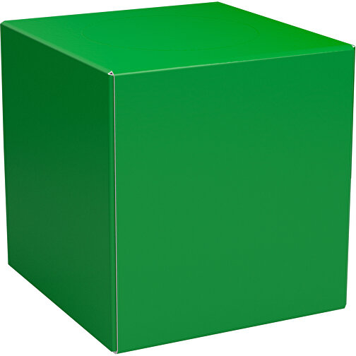 Taschentücher-Box 'Real Cube 100' , grün, Karton Simcote, GC2 300g/m2 0,55 micron, 11,50cm x 11,50cm x 11,50cm (Länge x Höhe x Breite), Bild 1