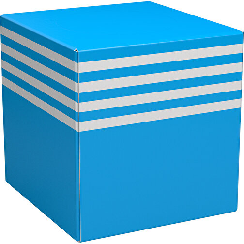 Taschentücher-Box 'Real Cube 100' , himmelblau / weiß, Karton Simcote, GC2 300g/m2 0,55 micron, 11,50cm x 11,50cm x 11,50cm (Länge x Höhe x Breite), Bild 1