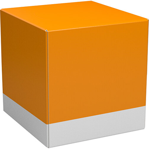 Taschentücher-Box 'Real Cube 100' , kürbisorange / weiß, Karton Simcote, GC2 300g/m2 0,55 micron, 11,50cm x 11,50cm x 11,50cm (Länge x Höhe x Breite), Bild 1