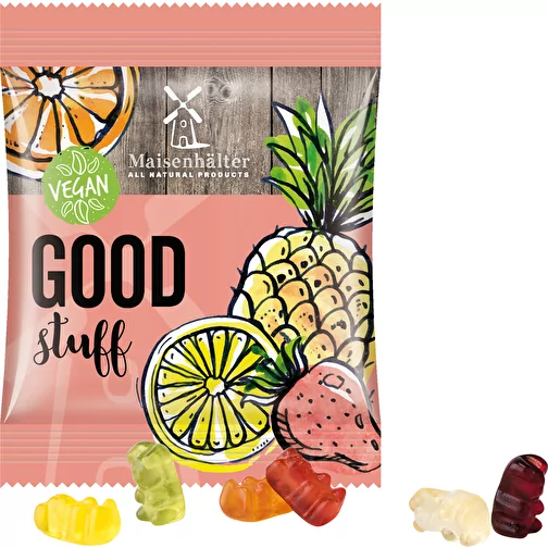 Mini-sachet, oursons gélifiés végétaliens Trolli, mélange coloré, 14% de jus de fruits, Image 1