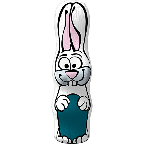 MAXI-Schoko-Osterhase , dunkeltürkis / weiss, 4,50cm x 15,00cm (Länge x Breite), Bild 1