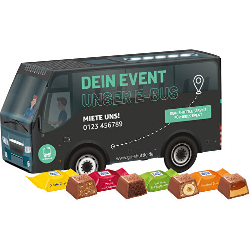 3D-Präsent  Bus , Ritter Sport, Vollkartonhülle, weiss, 4,60cm x 7,00cm x 12,80cm (Länge x Höhe x Breite), Bild 1