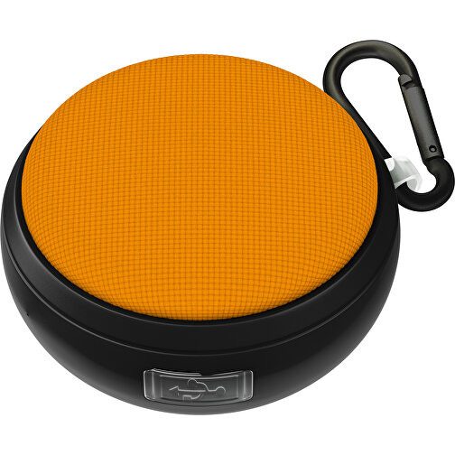 Wasserdichter Bluetooth Outdoor-Lautsprecher Splashtune , kürbisorange / schwarz, gummiertes Kunststoff, 10,00cm x 4,40cm x 9,50cm (Länge x Höhe x Breite), Bild 1