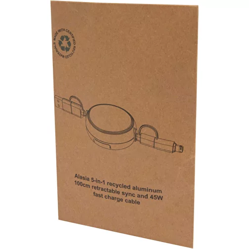 Câble rétractable 5 en 1 Alasia de 100 cm en plastique recyclé et aluminium pour la synchronisat, Image 3