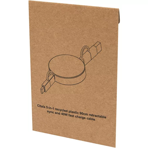 Câble rétractable 5 en 1 Citala en plastique recyclé de 90 cm pour la synchronisation des donné, Image 3
