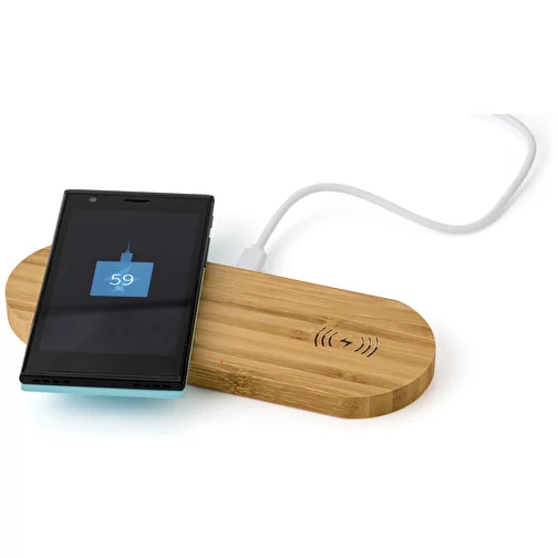 Caricatore wireless doppia posizione in bamboo Tatum, Immagine 1