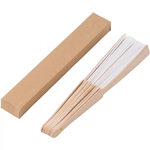 Eventail en bois et en rPET dans une boîte cadeau kraft Rosanne, Image 6