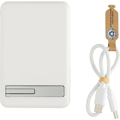 Banque d\'énergie magnétique en bambou Zen 5000mAh 5W en plastique RCS r, blanc, Image 2