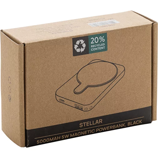Stellar 5.000mAh 5W powerbank magnétique en RCS rec. ABS, noir, Image 12