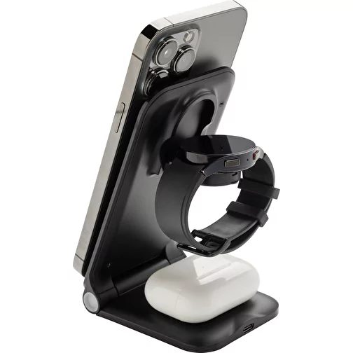 Chargeur Powerpal 3 en 1 15W en plastique recyclé RCS, noir, Image 4