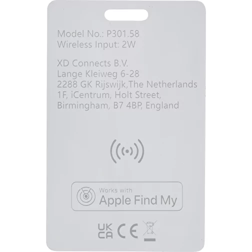 Carte de suivi ultra-mince rechargeable Findit RCS rABS, blanche, Image 3