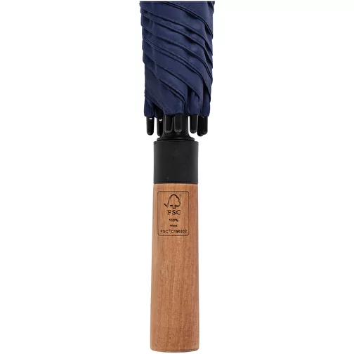 Tony AwareT RPET 30' Parapluie avec auto. Ouverture & poignée acacia, bleu marine, Image 4