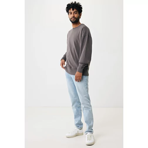Iqoniq Kruger Relax-Sweater à col rond en coton recyclé. Coton, anthracite, Image 5