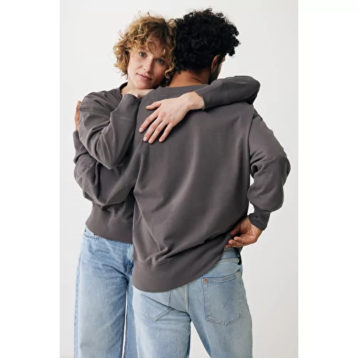 Iqoniq Kruger Relax-Sweater à col rond en coton recyclé. Coton, anthracite, Image 9