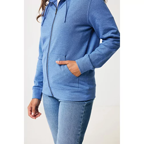 Iqoniq Abisko sweat à capuche zippé en coton recyclé, heather blue, Image 14