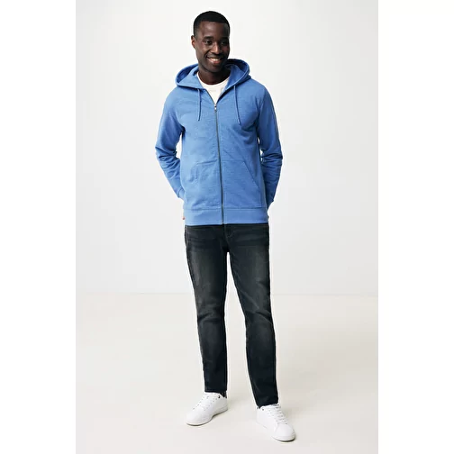 Iqoniq Abisko sweat à capuche zippé en coton recyclé, heather blue, Image 9
