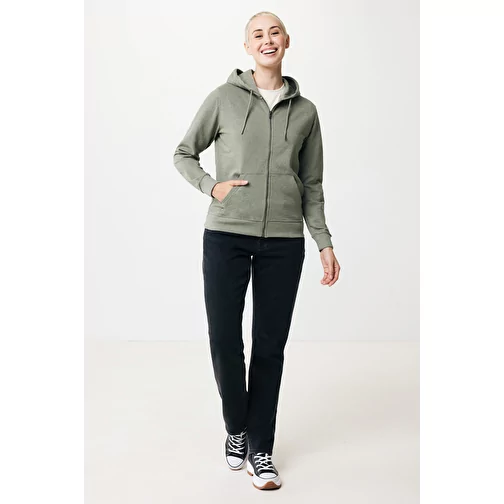 Iqoniq Abisko sweat à capuche zippé en coton recyclé, heather green, Image 5