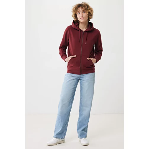 Iqoniq Abisko sweat à capuche zippé en coton recyclé, bordeaux, Image 9