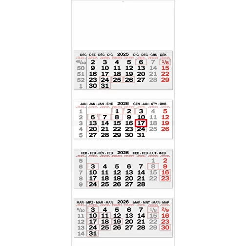 calendrier 4 mois 'Oviedo' 8 langues gris, Image 1