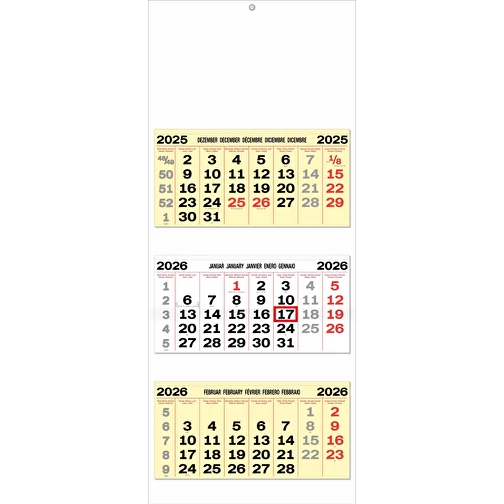 calendrier 3 mois 'Oslo' 5 langues jaune, Image 1