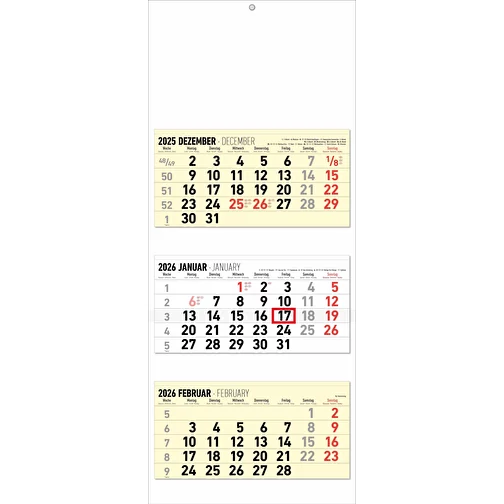 calendrier 3 mois 'Copenhague' quadrilingue jaune, Image 1