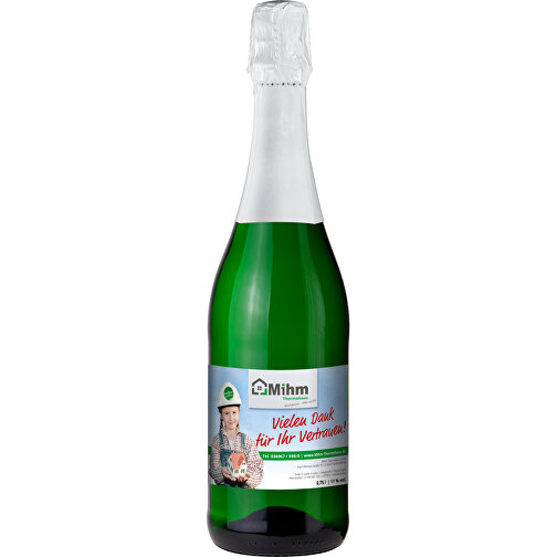 Sekt Cuvée - Flasche Grün , weiß, Glas, 8,30cm x 30,00cm x 8,30cm (Länge x Höhe x Breite), Bild 1