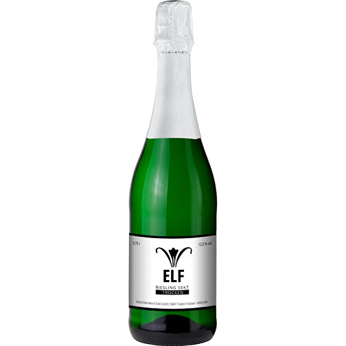 Sekt - Riesling - Flasche Grün , weiß, Glas, 8,30cm x 30,00cm x 8,30cm (Länge x Höhe x Breite), Bild 1