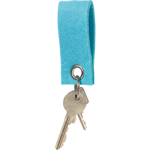 Schlüsselanhänger FELT , türkis, Polyester, 9,00cm x 0,70cm x 3,50cm (Länge x Höhe x Breite), Bild 2