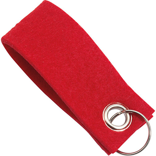 Schlüsselanhänger FELT , rot, Polyester, 9,00cm x 0,70cm x 3,50cm (Länge x Höhe x Breite), Bild 1