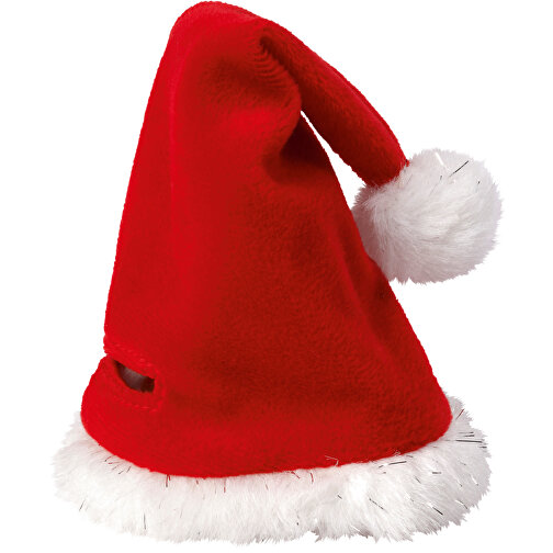 Weihnachtsmütze , rot, Polyester, 20,00cm x 2,50cm x 12,00cm (Länge x Höhe x Breite), Bild 1