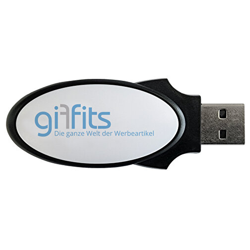 USB-Stick SWING OVAL 2GB , Promo Effects MB , schwarz / weiss MB , 2 GB , Kunststoff MB , 3 - 10 MB/s MB , 5,40cm x 0,90cm x 2,60cm (Länge x Höhe x Breite), Bild 2