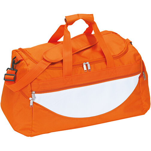 Sporttasche CHAMP , orange, weiss, 600D Polyester, 59,00cm x 30,00cm x 31,00cm (Länge x Höhe x Breite), Bild 1