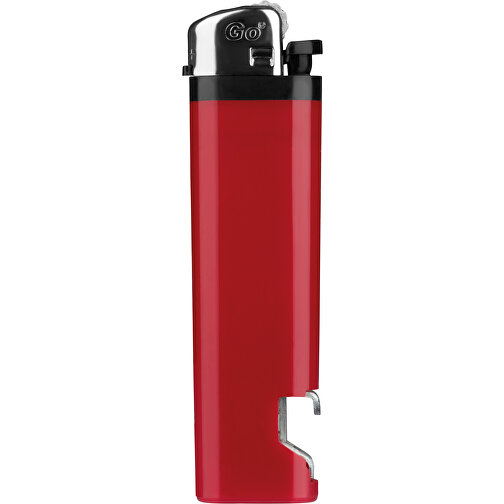 GO Flaschenöffner Classic Feuerzeug , rot, Kunststoff, 9,00cm x 0,90cm x 2,40cm (Länge x Höhe x Breite), Bild 1