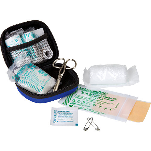 First Aid Kit - Erste Hilfe Set, 12-teilig, deutsche Markenware (blau,  Gemischt, 130g) als Werbegeschenke Auf