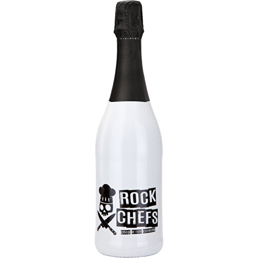 Sekt Cuvée - Flasche Weiß-lackiert , schwarz, Glas, 8,30cm x 30,00cm x 8,30cm (Länge x Höhe x Breite), Bild 2