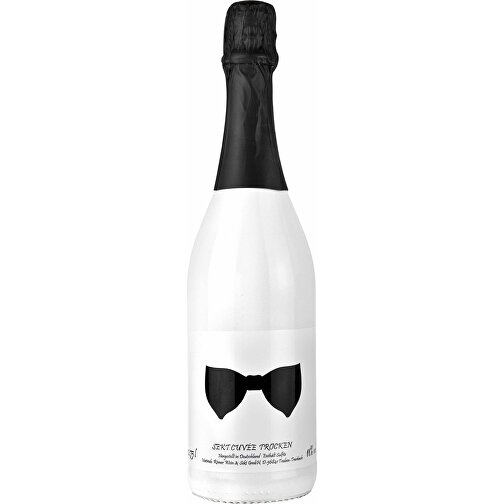 Sekt Cuvée - Flasche Weiß-lackiert - Kapselfarbe Schwarz, 0,75 L , schwarz, Glas, 8,30cm x 30,00cm x 8,30cm (Länge x Höhe x Breite), Bild 5